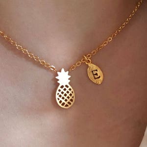 Pineapple necklace Pineapple necklaces tropical jewelry Fruit initial mothers day bridesmaid gift Christmas birthday gifts Best Friend charm