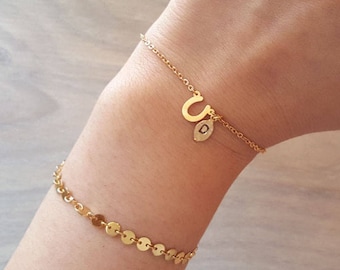 Delicate Petite Horse Shoe Bracelets,Delicate Horse bracelet,U bracelet,Bridesmaid gift,initial bracelet, Layering Bracelet