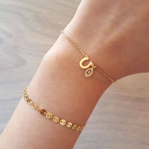 Delicate Petite Horse Shoe Bracelets,Delicate Horse bracelet,U bracelet,Bridesmaid gift,initial bracelet, Layering Bracelet