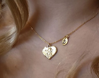 Collana medaglione cuore angelo,collana Cupido,collana angelo bambino per le donne,regalo festa della mamma,regalo da damigella d'onore,regalo di compleanno,regalo di Natale