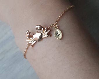 Delicate Petite Crab bracelet,Delicate Crab bracelets,city bracelet,Bridesmaid gift,initial bracelet,Layering Bracelet