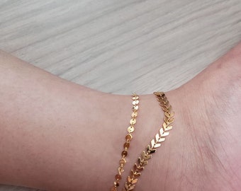 Chevron Arrow Anklet • Sequin Chain Anklet • boho anklets for women • Anklet Bracelet • 18k gold Chain Anklet • delicate Anklet • unique