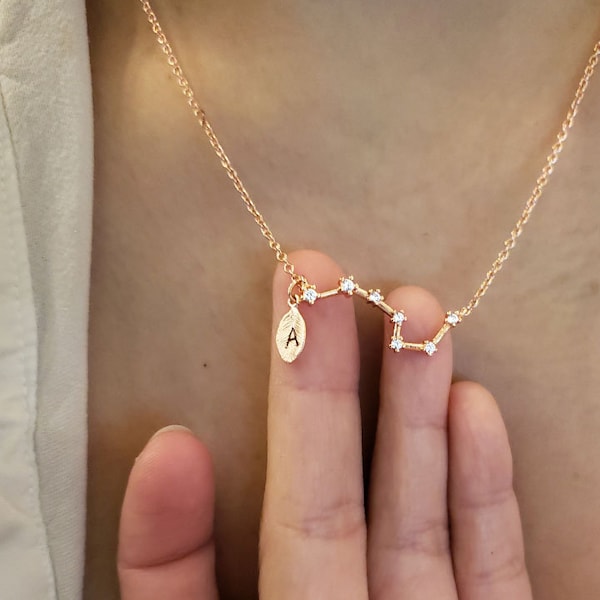 Rose Gold Scorpio Necklace,Constellation Necklace,zodiac Celestial,Cubic zirconia diamonds,rose gold Zodiac Sign Necklace, Zodiac Outline