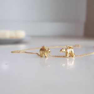 Minimal 18k Gold Bear necklace,Winter Bear Necklace,Baby Bear necklace,Bridesmaid Gift,Mothers day Necklace,birthday gift image 1