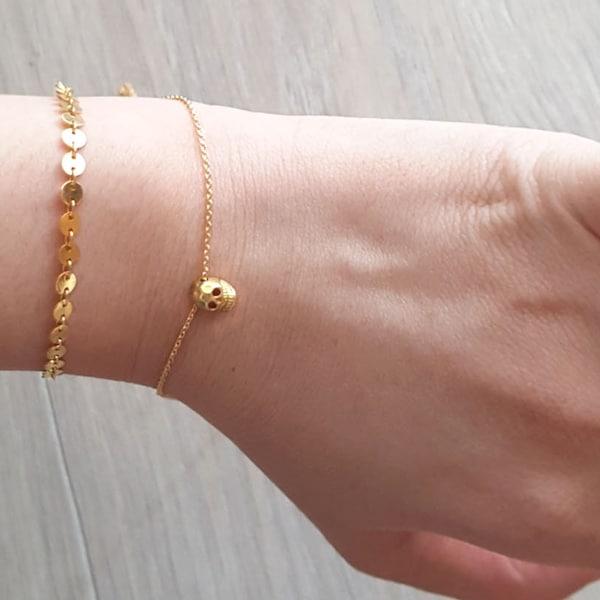 Delicate Petite Skull Bracelets,Delicate Skull Bracelet,cute bracelet,Tiny skull head bracelet,Layering Bracelet ,Bridesmaid Gift