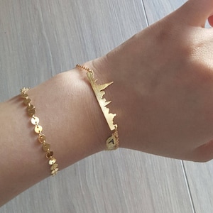 Zarte Petite New York Armbänder, Zartes NYC Armband, Stadt Armband, Hochzeitsarmband, Brautjungfer Geschenk, Initialarmband, Schichtarmband