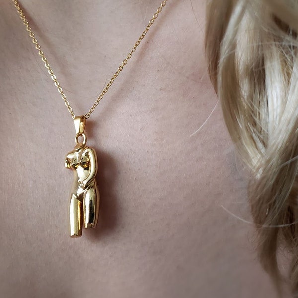 Female Silhouette Necklace • Aphrodite Venus Woman Body Necklace Female Figure torso Necklace • Gift for Her • Femme Feminist jewelry