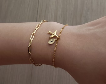 18k gold Airplane bracelet .Delicate dainty Airplane bracelets minimalist tiny gold friendship bracelet,Layering bracelet.Bridesmaid Gift