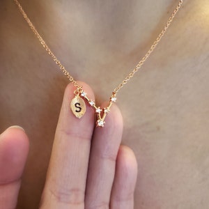 Naszyjnik z różowego złota ze znakiem zodiaku, naszyjnik z diamentami ze znakiem zodiaku, naszyjnik z konstelacją, Lew, Waga, Skorpion, Koziorożec, Ryby, Bliźnięta, Byk, Rak