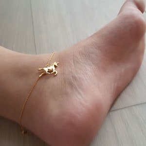 18k gold Unicorn Horse Anklet, Unicorn Anklets,cute anklet,Horse Anklet,Bridesmaid Gift,valued gift,Christmas gifts,good present
