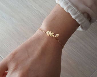 Delicate Petite Olive branch Bracelets,Delicate leaf Bracelet, olive bracelet,Thin Gold Chain, Layering Bracelet ,Bridesmaid Gift