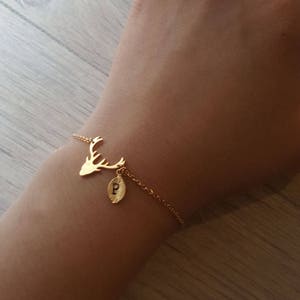 Delicate Petite Antler Bracelets,Delicate Deer bracelets,Antler bracelets,Bridesmaid gift,initial bracelet, Layering Bracelet image 1