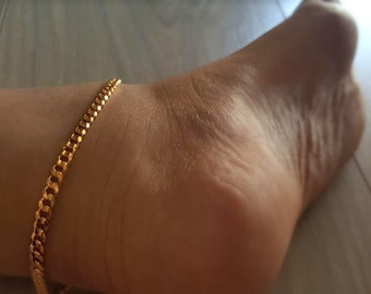 18k gold 4.5mm wide thinck Chain Anklet, delicate gold Anklet,Unique anklet,Chain Anklet,Bridesmaid Gift,valued gift,Christmas gifts,present