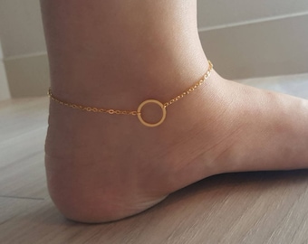 Unique Ring Anklets,Karma anklets,cute Anklet,Bridesmaid Gift,valued gift,Christmas gifts Delicate Petite Circle Anklet