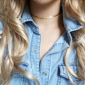 Disc Choker, Coin Choker, Disc tattoo Choker, Minimalistische Ketting, Disc Choker, Bruidsmeisje Gift, tattoo choker