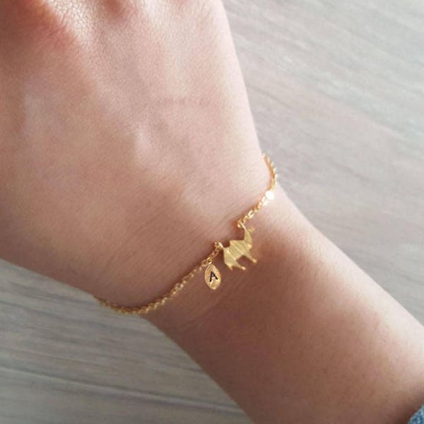 Delicadas pulseras de camello de origami pequeño, pulsera de camello delicada, pulsera única, cadena de oro fina, pulsera de capas, regalo de dama de honor