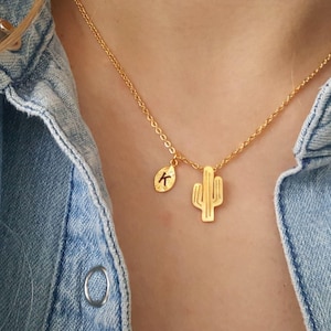 Collar de cactus, collares de cactus de oro de 14k, joyería de cactus, regalos de cactus, planta de cactus, collares del desierto del Sahara para mujeres, regalo para niñas