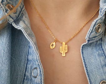 Cactus necklace 14k gold cactus necklaces cactus jewelry cactus gifts cactus plant Sahara Desert Necklaces For Women gift for girls