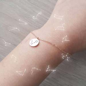Rose Gold Zodiac Sign Bracelet,Constellation Bracelet,Star bracelet,Leo,Virgo, Libra, Scorpio,Capricorn,Pisces,Gemini,Taurus,Cancer,Aries