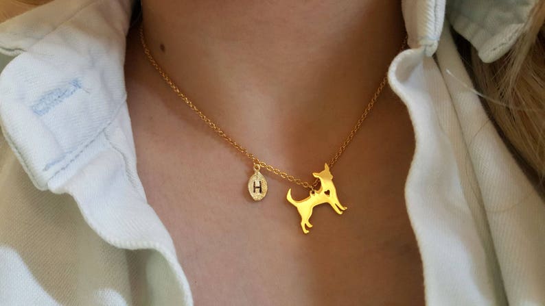 Delicate Petite Chihuahua Dog Necklace,Chihuahua necklace,Layering necklace, Tiny Necklace ,Bridesmaid Gift, valued gift,DOG necklace zdjęcie 3