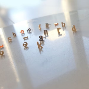 18k Gold Alphabet earring, Lower case stud earring, Alphabet stud, 925 Sterling silver post earring,Initial studs, Initial earrings image 4