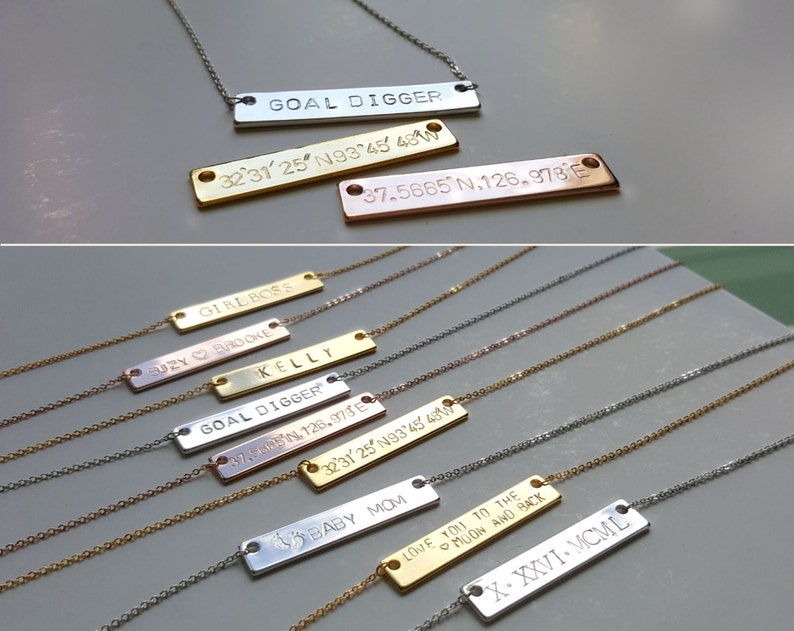 VOTE necklace Coordinate necklace,Name Bar Necklace,Roman Numeral Necklace,coordinates necklace,gps necklace,coordinates necklace, image 4