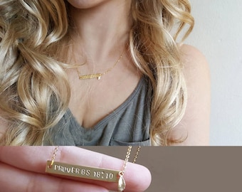 Christian Necklace,Bible Verse necklace,Custom Quote Necklace, Religious Necklace ,Minimal Necklace ,Hand Stamped Necklace,Bridesmaid Gift