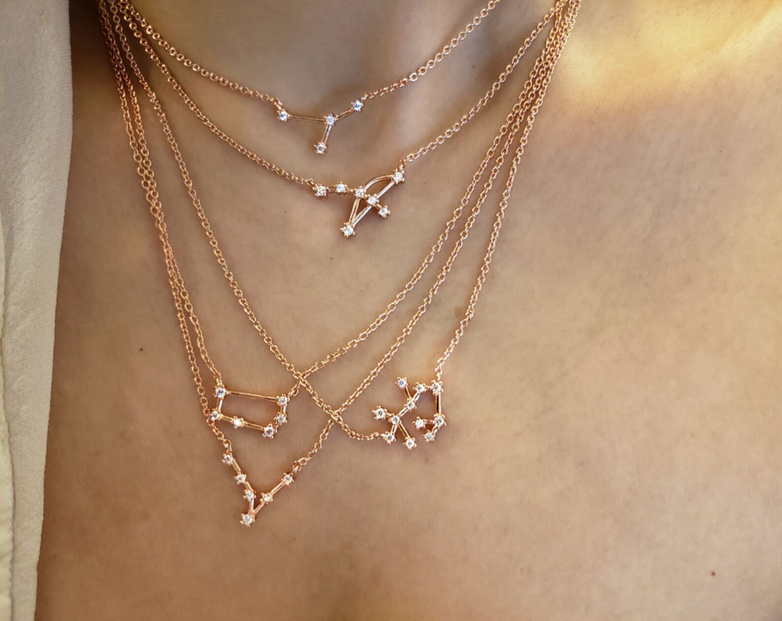 Zodiac Star Sign Pendant Necklace Rose Gold Scorpio