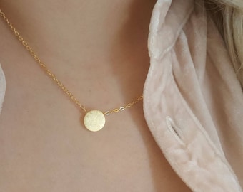 Delicate Petite Circle Necklace Full Moon necklaces Layering necklace round Necklaces Bridesmaid Gift round necklace mothers day best friend