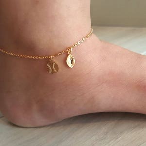 Dainty Delicate baseball Anklet ,ball Anklet, baseball Anklets,Bridesmaid Gift,birthday gift, Christmas gift