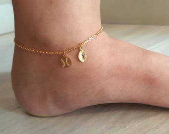 Dainty Delicate baseball Anklet ,ball Anklet, baseball Anklets,Bridesmaid Gift,birthday gift, Christmas gift