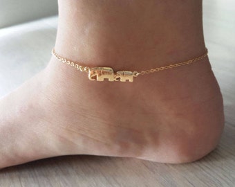 Delicate Petite Elephant Anklet, delicate Mom and baby Anklet,Unique anklet,coin Anklet,Bridesmaid Gift,valued gift,Christmas gifts,present