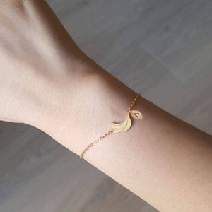 Delicate Petite Banana Bracelets,Delicate Banana Bracelets, Initial coin bracelet,Thin Gold Chain, Layering Bracelet ,Bridesmaid Gift