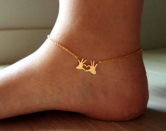 Delicate Petite Heart hand Anklet, Unique Anklet, hand anklets,cute Anklet,Bridesmaid Gift,valued gift,Christmas gifts,good present