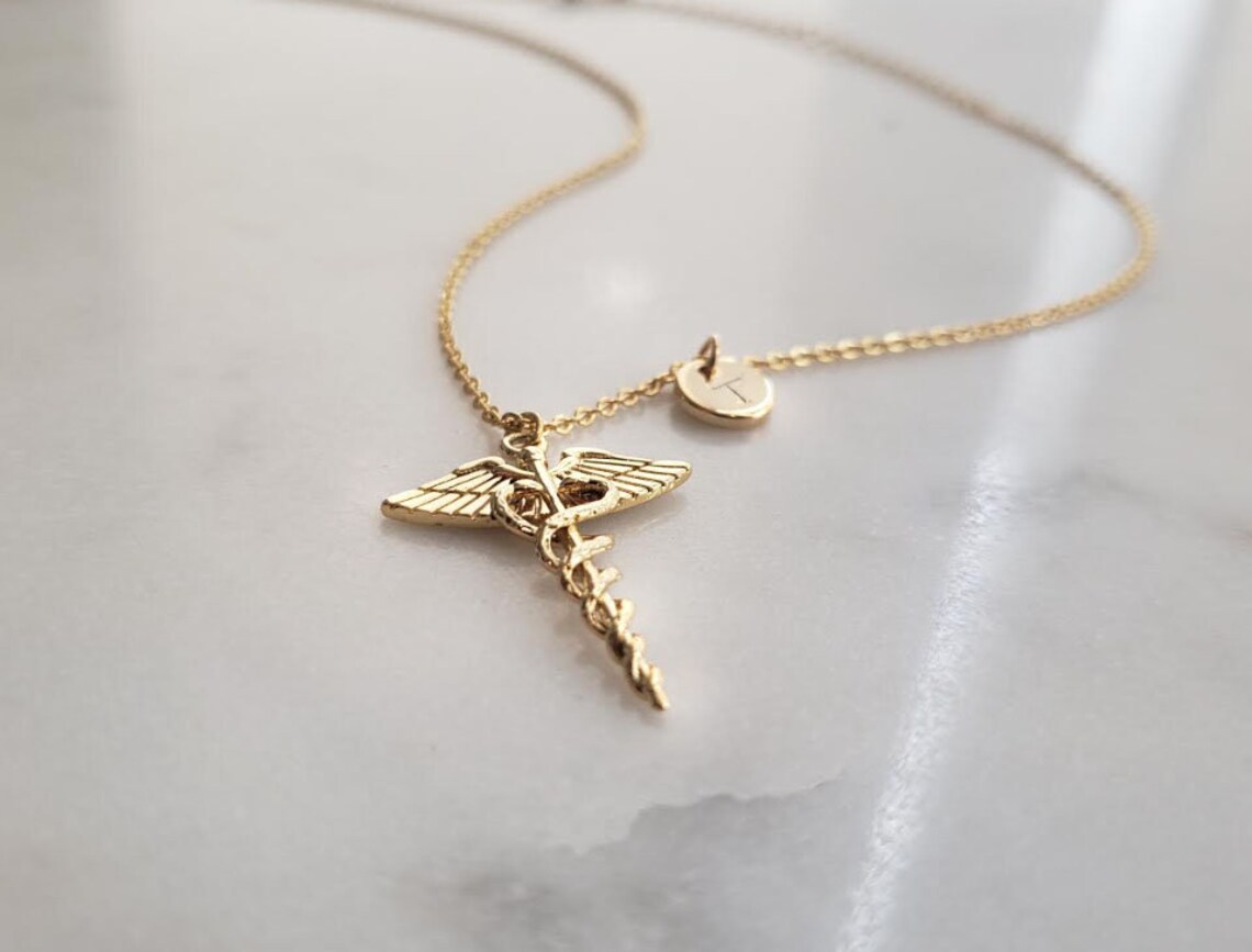 Caduceus Necklace Medical Symbol Necklace Caduceus Medical Etsy