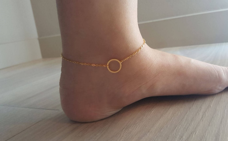 Unique Ring Anklets,Karma anklets,cute Anklet,Bridesmaid Gift,valued gift,Christmas gifts Delicate Petite Circle Anklet