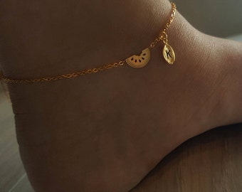 Dainty Delicate Watermelon Anklet ,Watermelon Anklets, Fruite Anklet,Bridesmaid Gift,birthday gift, Christmas gift,initial leaf anklet