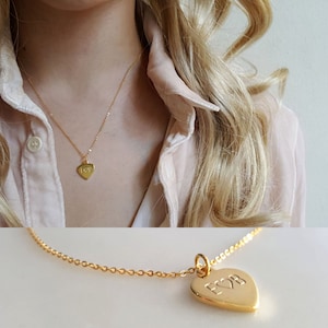Personalized Heart Necklace,Heart Coin necklace,Best friends necklace,Mothers day, Hand Stamped Necklace,Initial Necklace, Bridesmaid Gift