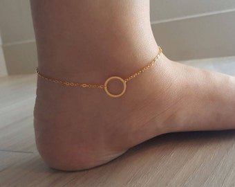 Delicate Petite Circle Anklet, Unique Ring Anklets,Karma anklets,cute Anklet,Bridesmaid Gift,valued gift,Christmas gifts