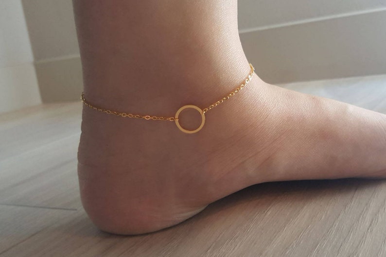 Unique Ring Anklets,Karma anklets,cute Anklet,Bridesmaid Gift,valued gift,Christmas gifts Delicate Petite Circle Anklet