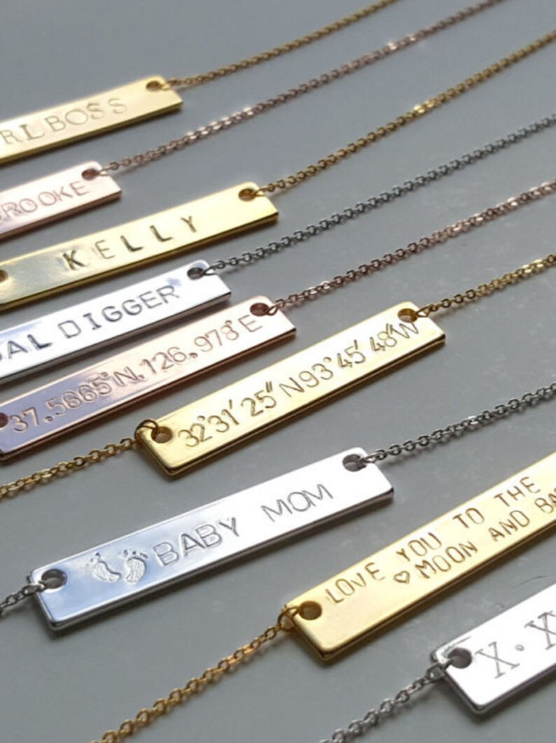 VOTE necklace Coordinate necklace,Name Bar Necklace,Roman Numeral Necklace,coordinates necklace,gps necklace,coordinates necklace, image 1