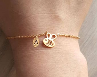 Delicadas pulseras de abeja de origami pequeño, pulsera de abeja de abejorro delicada, pulsera única, cadena de oro fina, pulsera de capas, regalo de dama de honor