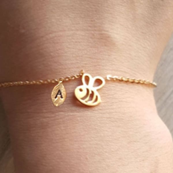 Zarte Zierliche Origami Biene Armbänder,Zarte Hummel Armband,Einzigartiges Armband,Dünne Goldkette,Layering Armband,Brautjungfer Geschenk