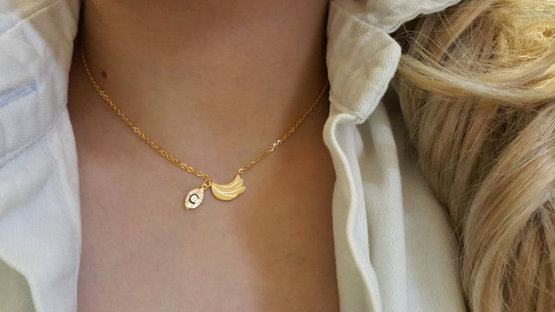 Bridesmaid Gift valued gift Delicate Petite Banana Necklace,Banana necklace,Layering necklace Tiny Necklace