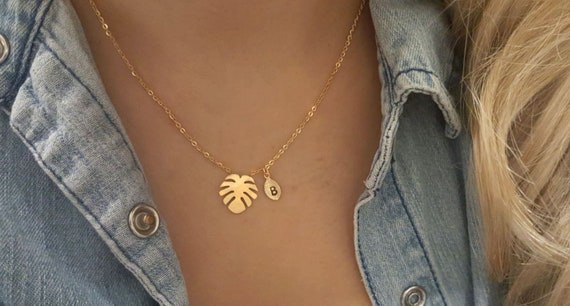 Delicate Monstera Leaf Necklace,leaf Necklace,nature Necklace