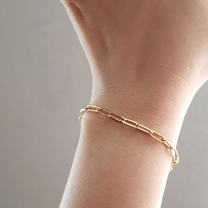 Rectangle chain Bracelet, gold link Bracelet, Simple bracelet,box chain layering bracelet,Bridesmaid Gift,birthday gift,Mother's gift