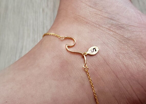 18k Gold Wave Anklet Unique line Anklets summer beach sea anklet for woman mom gift Bridesmaid Gift Christmas gifts mothers day gift