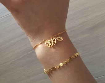 Petite Origami Elefant Armreifen, Armband Elefant, Münze Armband, dünne Goldkette, Schichtung Armband, Brautjungferngeschenk