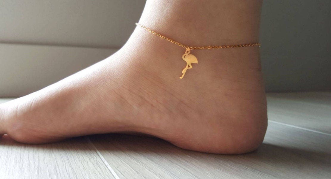 dua770 Delicate Petite Flamingo Anklet Delicate Flamingo Anklets Unique anklet bird Anklet Bridesmaid Gift valued Gift Christmas Gifts Present