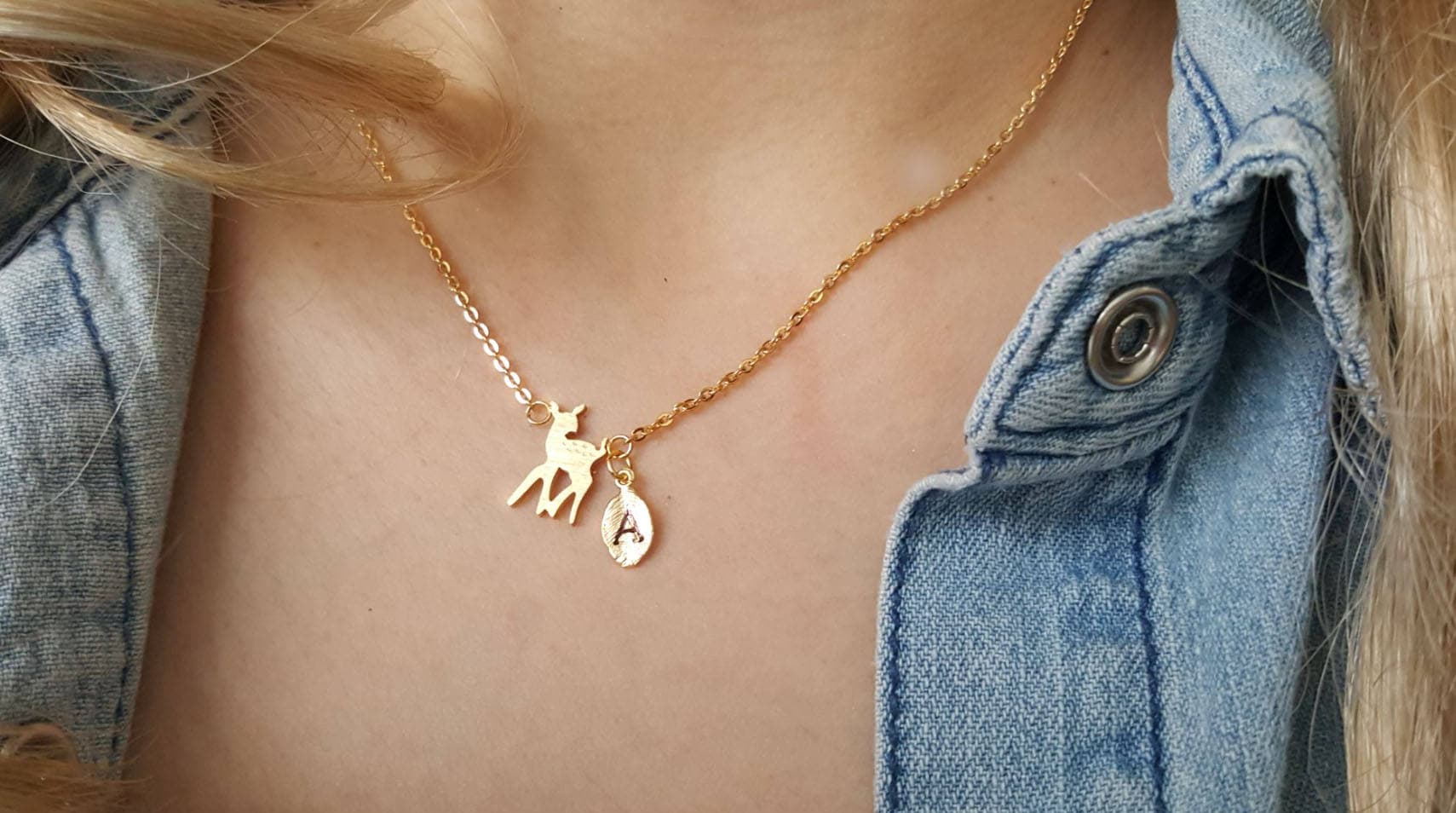 Delicate Petite Bambi Necklace Deer necklaces Layering necklace initial leaf necklace Tiny Necklace Bridesmaid Gift valued gift